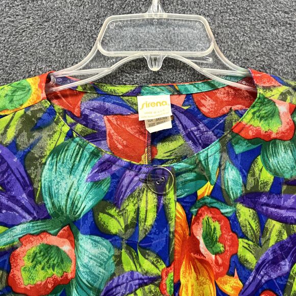 Vintage Sirena Top Plus Small Floral Blouse cover up Relaxed Tropical Hawaii Ope - Picture 3 of 16